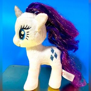 MY LITTLE PONY TY SPARKLE RARITY UNICORN PLUSH 2016 BEANIE BABY WITH PURPLE HAIR